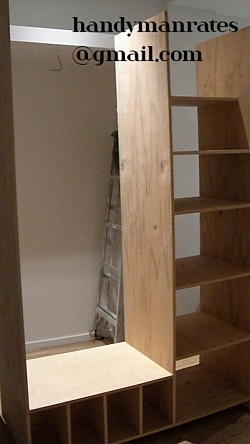 bookcase, bookshelf, drywall, painting